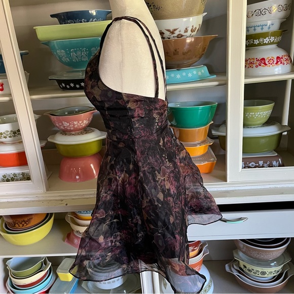 Lulus Imagine Romance Black Floral Print Organza Skater Dress - Size XS - Picture 9 of 16